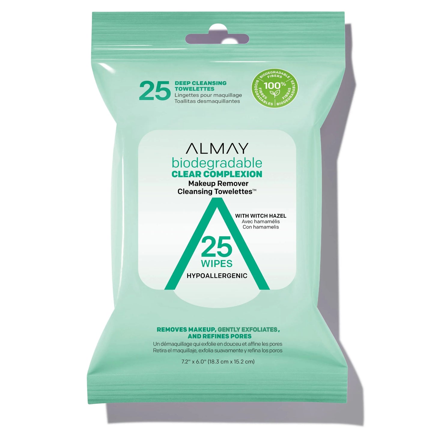 Biodegradable Clear Complexion Makeup Remover Cleansing Towelettes, 25 Wipes (2 Pack)