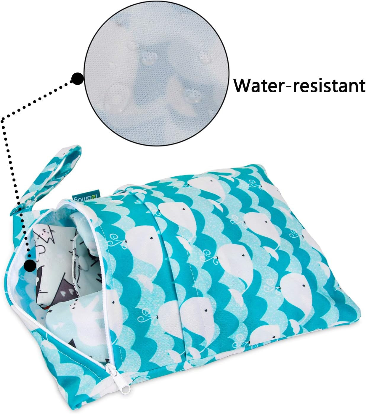 6Pcs 8 Inch Reusable Pads, Cloth Menstrual Pads Washable Period Pads with Charcoal Absorbency Layers, Fit for Light Flow (Cute Whale, Small)