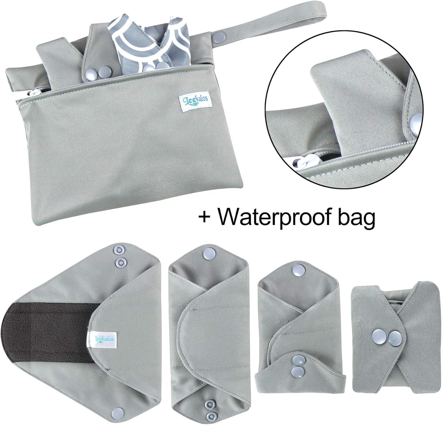 Reusable Bamboo Menstrual Cloth Pads - Light Incontinence Pads - Pack of 6, 1 Cloth Mini Wet Bag