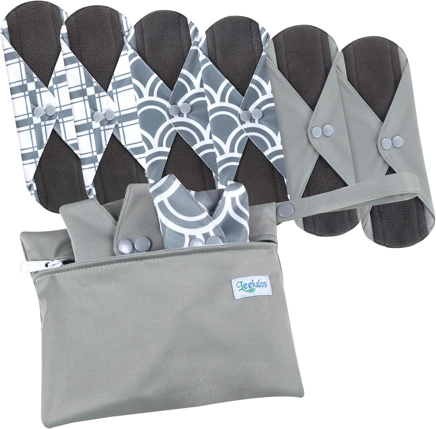 Reusable Bamboo Menstrual Cloth Pads - Light Incontinence Pads - Pack of 6, 1 Cloth Mini Wet Bag