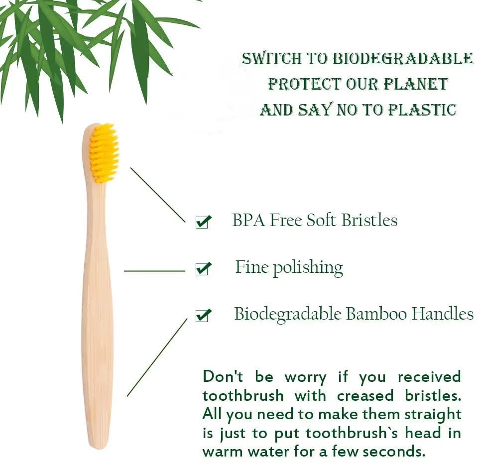 20Pcs Children'S Colorful Toothbrush Natural Bamboo Tooth Brush Set Soft Bristle Charcoal Teeth Eco Bamboo Toothbrushes Dental O