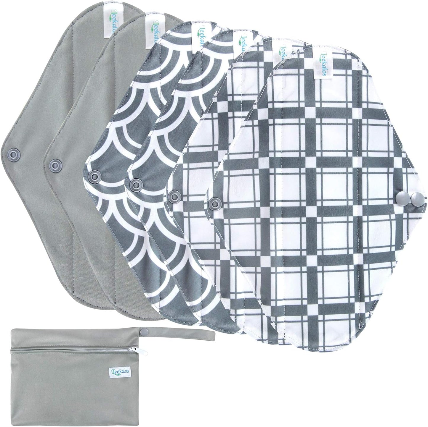 Reusable Bamboo Menstrual Cloth Pads - Light Incontinence Pads - Pack of 6, 1 Cloth Mini Wet Bag