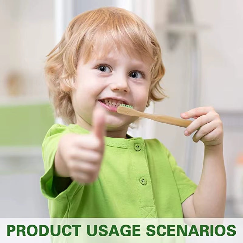 20Pcs Children'S Colorful Toothbrush Natural Bamboo Tooth Brush Set Soft Bristle Charcoal Teeth Eco Bamboo Toothbrushes Dental O