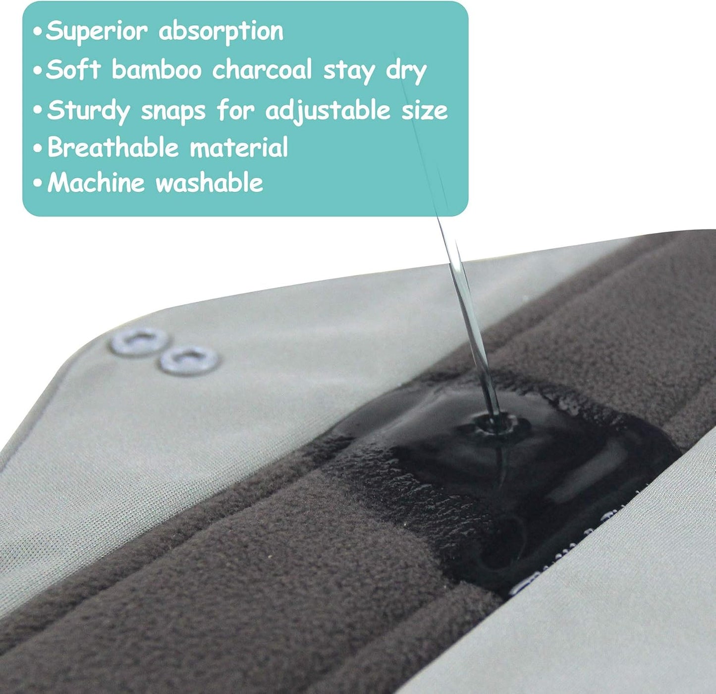 Reusable Bamboo Menstrual Cloth Pads - Light Incontinence Pads - Pack of 6, 1 Cloth Mini Wet Bag