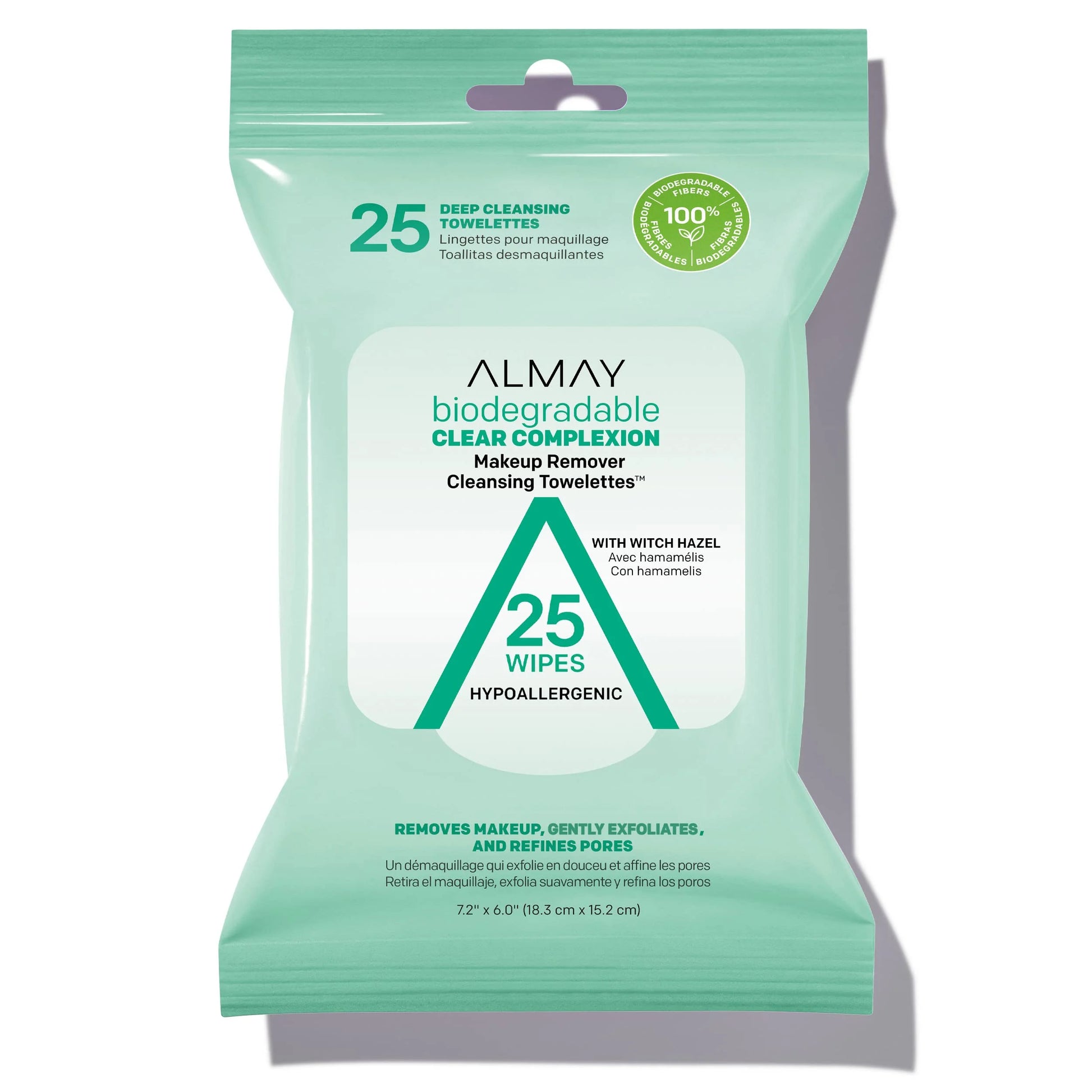 Biodegradable Clear Complexion Makeup Remover Cleansing Towelettes, 25 Wipes (2 Pack)