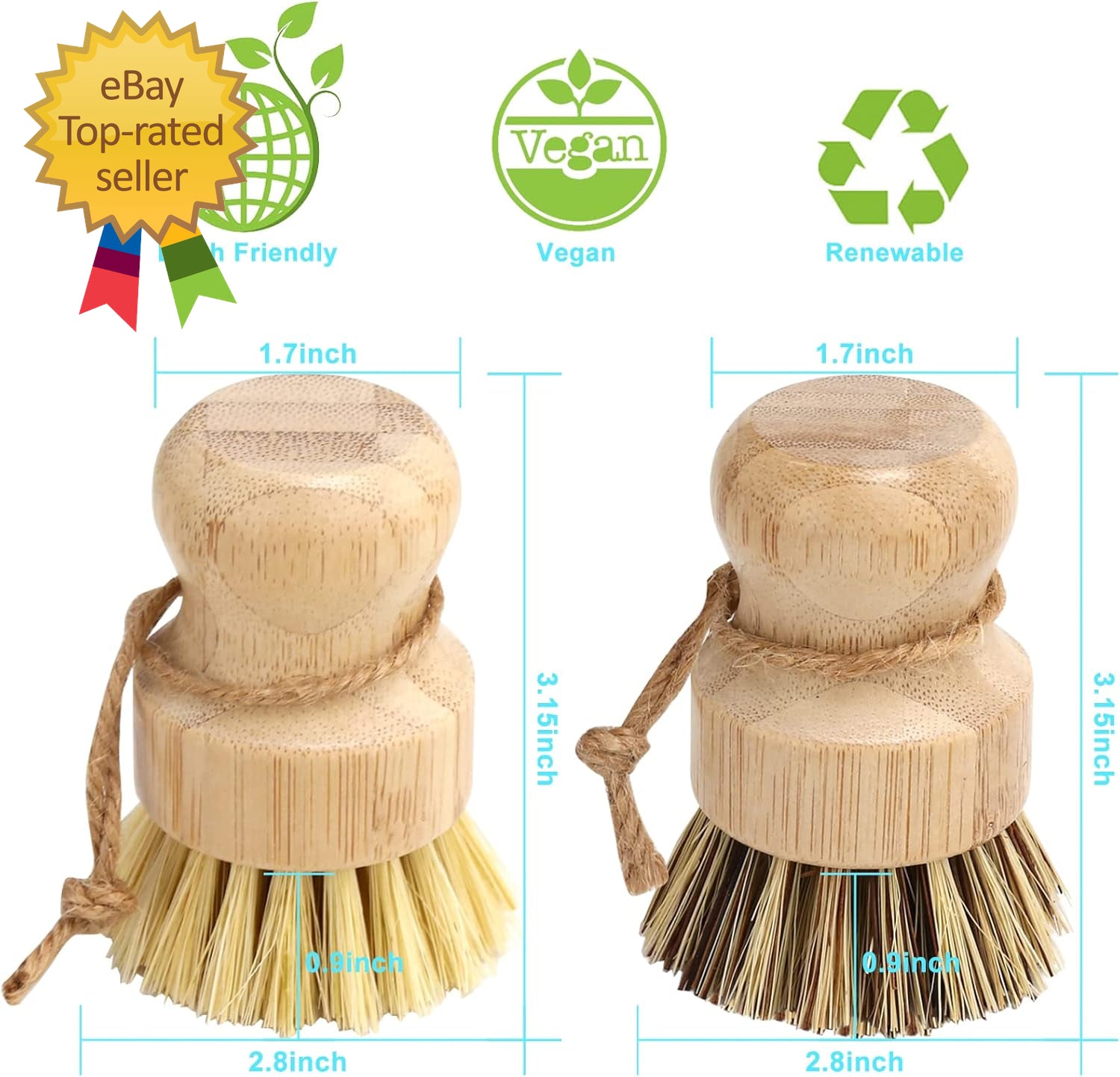 Bamboo Dish Brush Set 4 Pcs Palm Wooden Dish Scrubber Brush Dish Brushes