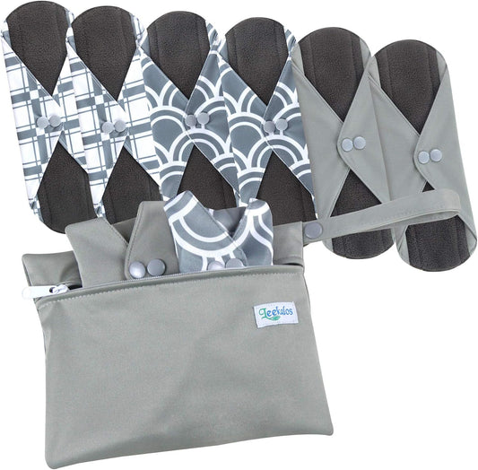 Reusable Bamboo Menstrual Cloth Pads - Light Incontinence Pads - Pack of 6, 1 Cloth Mini Wet Bag