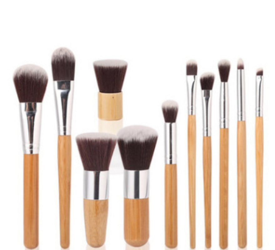 Bamboo Handle Makeup Brush Bamboo Pole Makeup Brushes Suit Bamboo Pole with Sack Top Quality