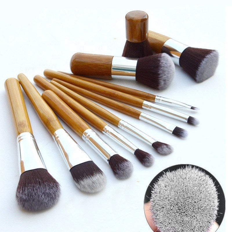 Bamboo Handle Makeup Brush Bamboo Pole Makeup Brushes Suit Bamboo Pole with Sack Top Quality